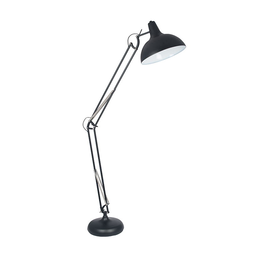 Matt Black Metal Task Floor Lamp, Industrial Task Table Lamp