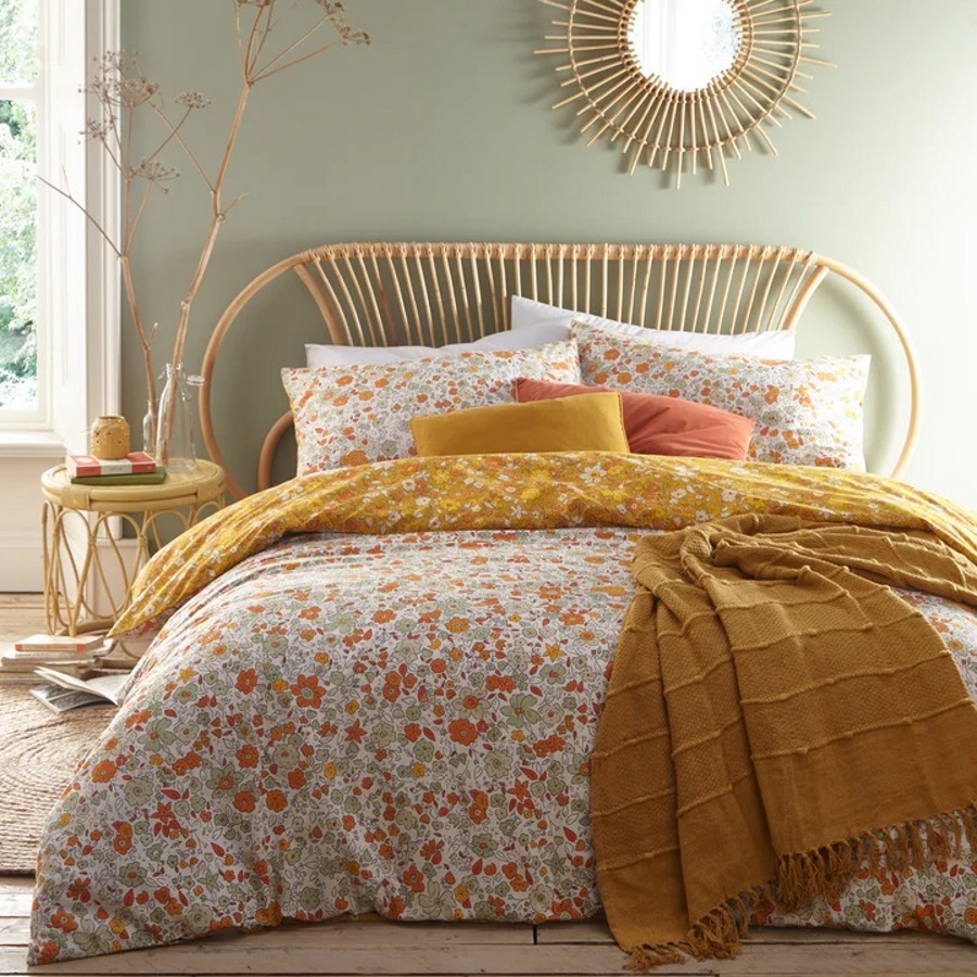 Ditsy Floral Duvet Cover Set Ochre - Madden Furniture