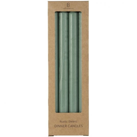 Box 4 tall rustic dinner candles – light green
