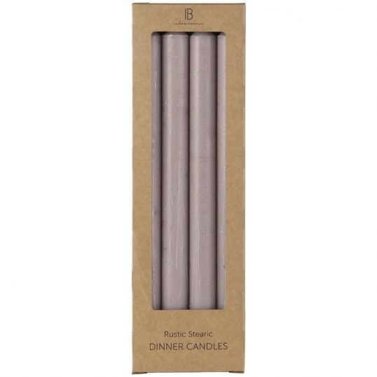 Box 4 tall rustic dinner candles – soft pink