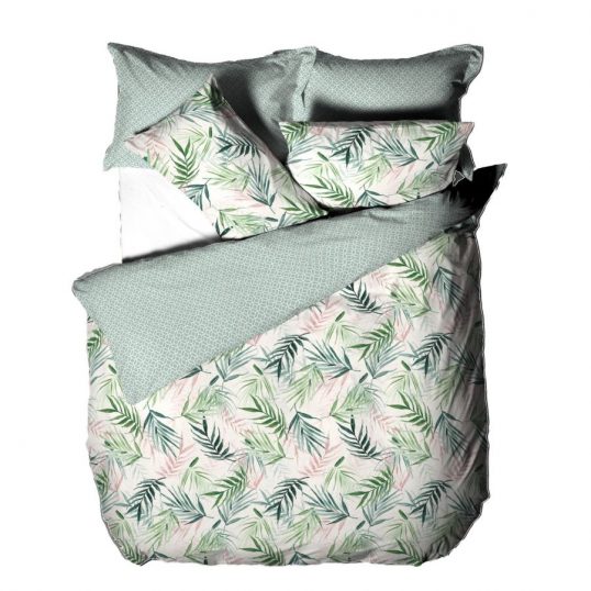 Bali Palm Geometric Duvet Cover Set Green