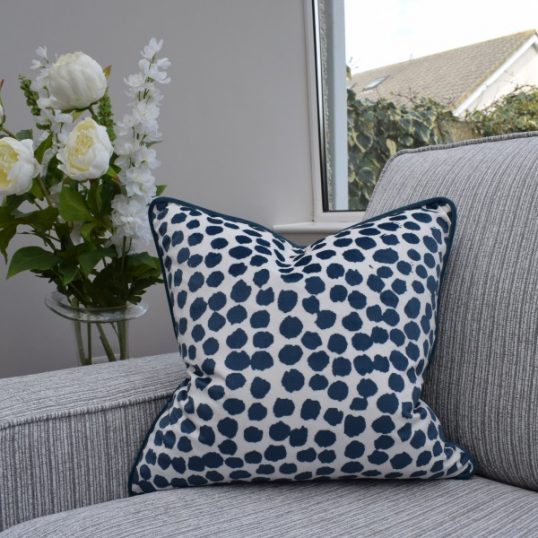 Navy Polka Cushion