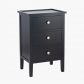 Chelmsford Satin Black Pine Wood 3 Drawer Bedside Unit1