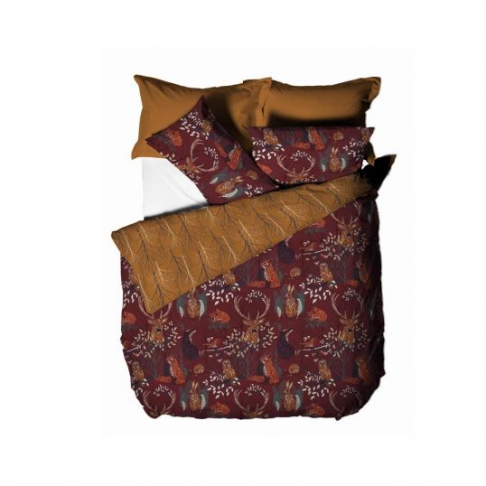 Forest Fauna Woodland Duvet Cover Set Rust