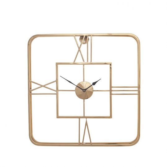 Gold Metal Square Wall Clock