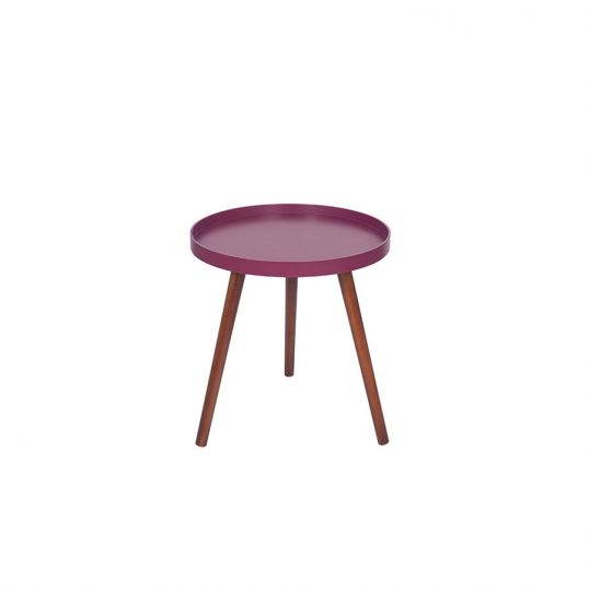 RETRO Raspberry and Brown Pine Wood Round Table