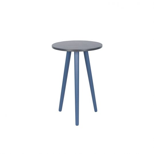 Indigo & Gunmetal Pine Wood Round Side Table