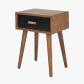 Klee Black Pine Wood 1 Drawer Side Table1