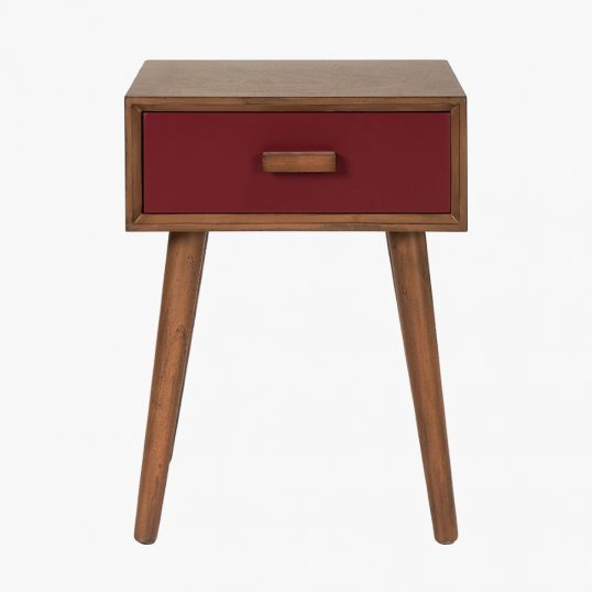Klee Mulberry Pine Wood 1 Drawer Side Table