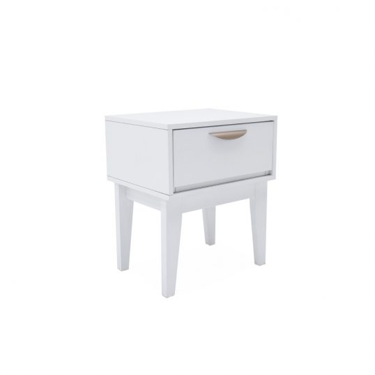 Luna Bedside Table – 1 Drawer – White