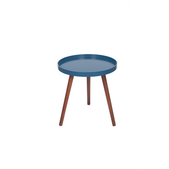 Retro Sapphire Blue and Brown Roundd Table