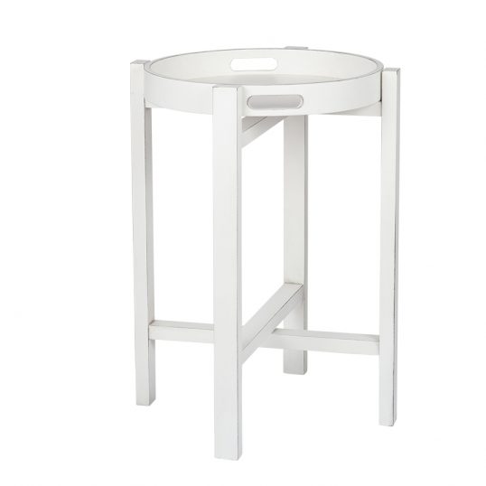 Round Folding Tray Table White