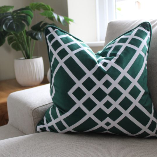 VELVET DIAMOND GREEN CUSHION